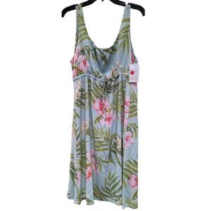 New Shannon Marie Front Adjustable Tie Hawaiian‎ Pink Hibiscus Dress XL
